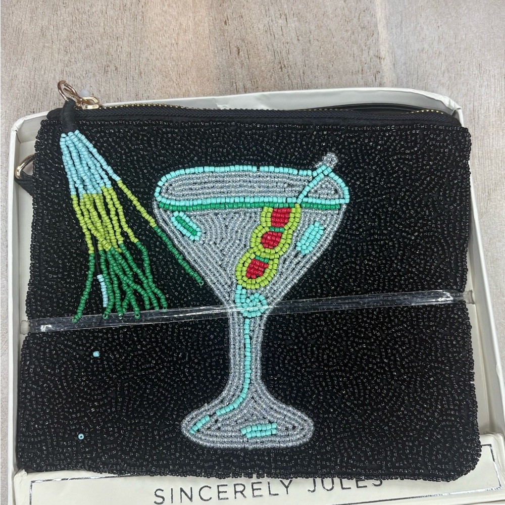 Sincerely Jules Black Beaded Clutch
